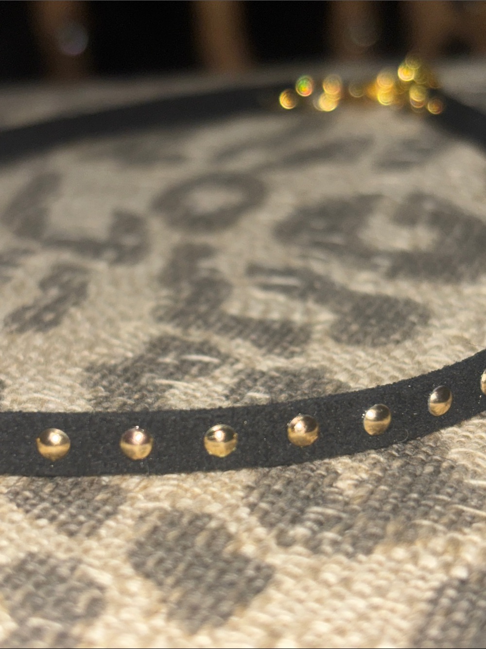 KB choker necklace black gold studded dainty choker punk layering necklace